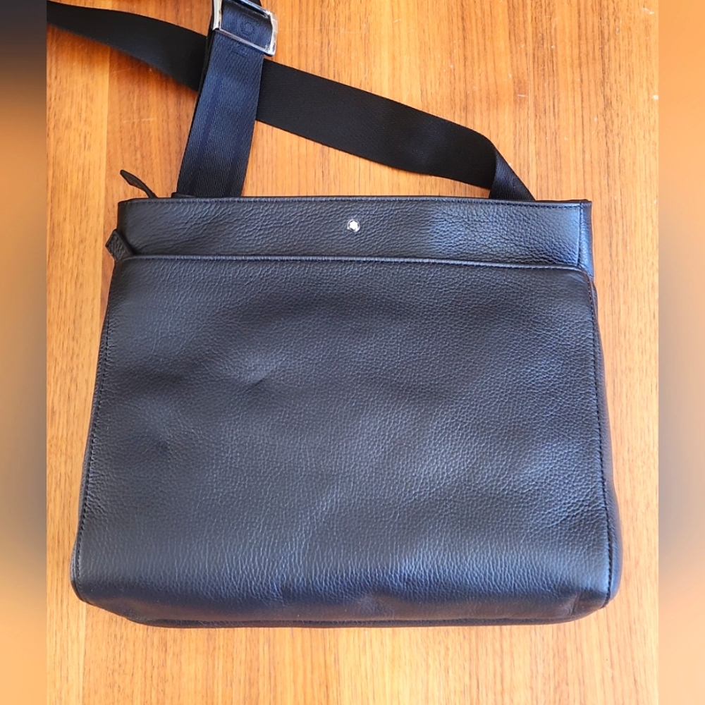 New Montblanc Meisterstuck Crossbody Bag Men Black Soft Grai Leather 113790